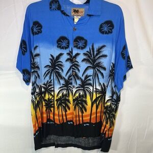 In Gear Fashions Hawaiian Button Shirt Mens 2XL Short Sleeve Beach Tropical XXL